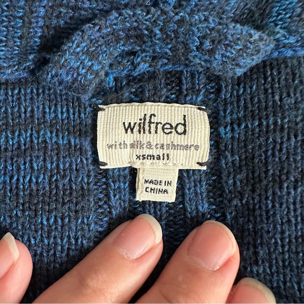 Aritzia Wilfred Flaubert Blue Silk Cashmere Open Cardigan - Picture 7 of 11
